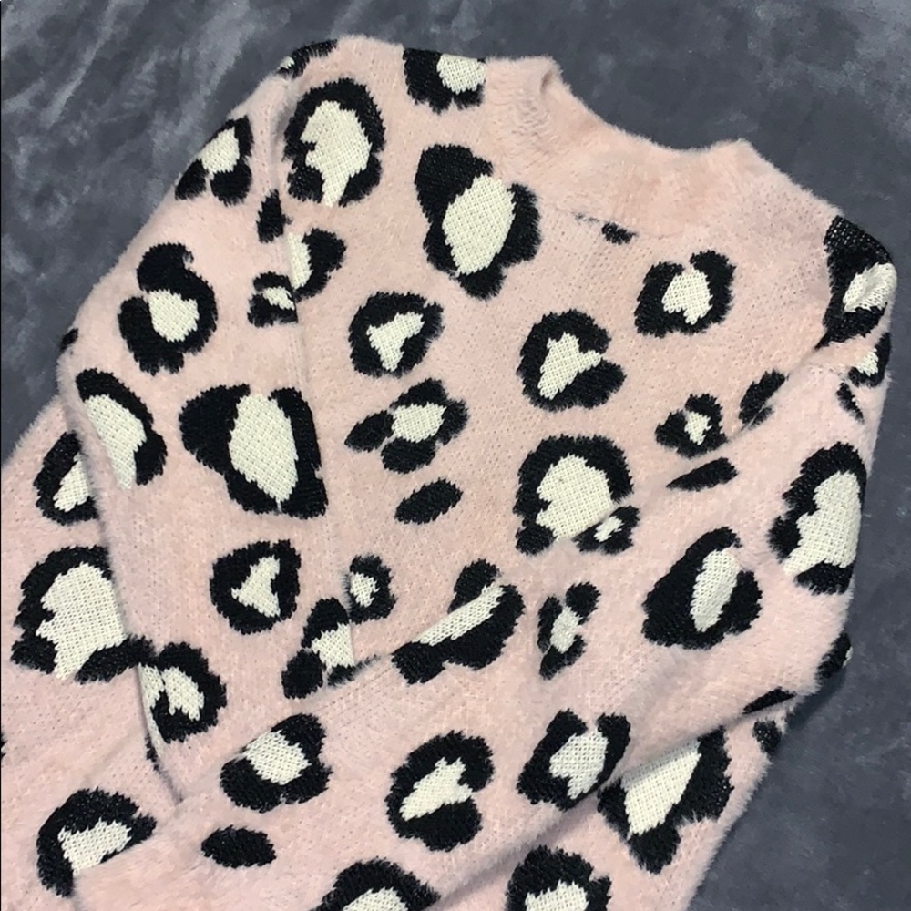 Leopard print pink sweater